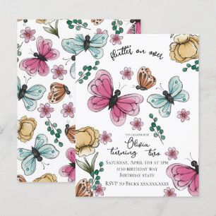 Cartão Postal Jardim de Borboletas Primavera Menina Aniversário
