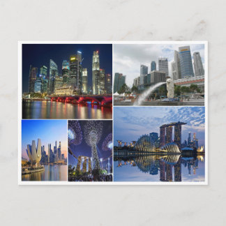 Cartão Postal Jardim de Cingapura pela colagem da baía