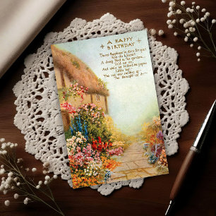 Cartão Postal Jardim de Cottage Vintage Aniversário de 1917