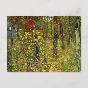 Cartão Postal Jardim de fazenda com Crucifixo por Gustav Klimt