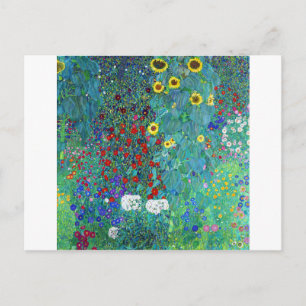 Cartão Postal Jardim de fazenda com girassóis, Gustav Klimt
