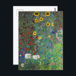 Cartão Postal Jardim de fazenda com girassóis | Gustav Klimt |<br><div class="desc">Jardim de fazendas com Sunflower é uma pintura de 1907 de Gustav Klimt.</div>