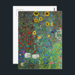 Cartão Postal Jardim de fazenda com girassóis | Gustav Klimt |<br><div class="desc">Jardim de fazendas com Sunflower é uma pintura de 1907 de Gustav Klimt.</div>
