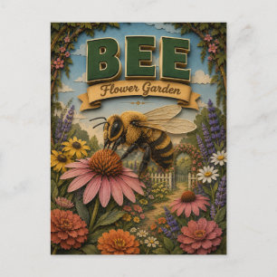Cartão Postal Jardim de Flores de Abelha POPCUT