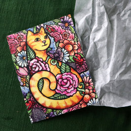 Cartão Postal Jardim de Flores de Gato Laranja