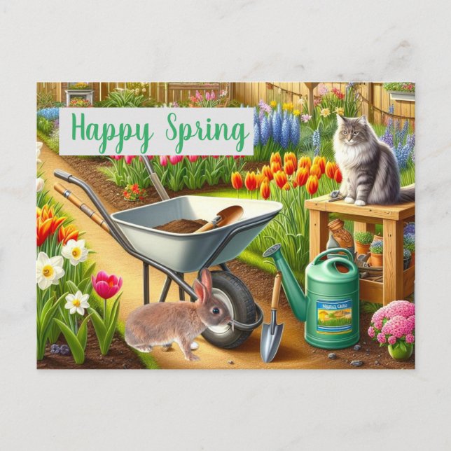 Cartão Postal Jardim de Flores de Tulipas da Primavera (Frente)