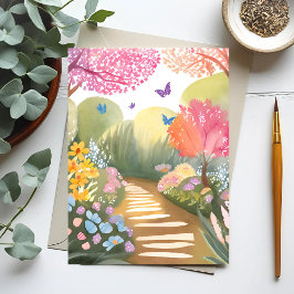 Cartão Postal Jardim de Flores | Pintura em Aquarela Caprichosa