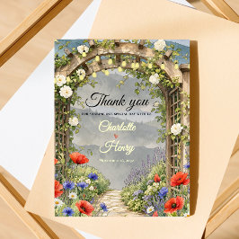 Cartão Postal Jardim de Flores Silvestres Arvore Rústica Casamen