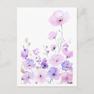 Cartão Postal Jardim de Flores Silvestres Pastel Suave Floral em