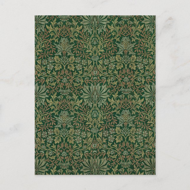Cartão Postal Jardim de Flores William Morris -Verdes (Frente)