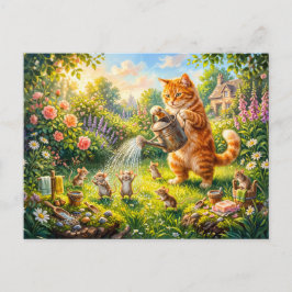 Cartão Postal Jardim de Gatos e Ratos Diversão com Água