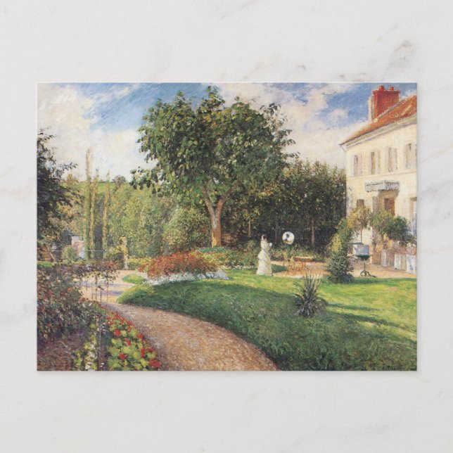 Cartão Postal Jardim de Les Mathurins em Pontoise por Pissarro (Frente)
