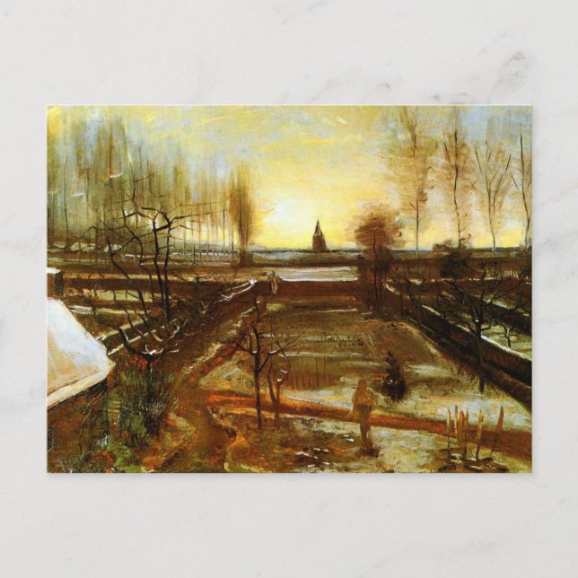 Cartão Postal Jardim de Parsonagem em Neve (F67) Van Gogh Belas  (Frente)