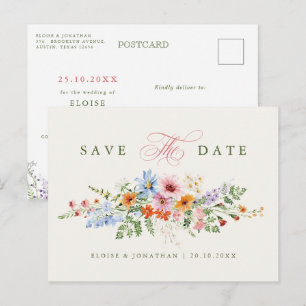 Cartão Postal Jardim de prado de primavera com flores silvestres