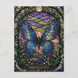 Cartão Postal Jardim de Verão de Borboleta Vidro Iluminado Manch