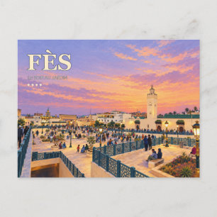 Cartão Postal Jardim do Pôr do Sol de Fès Ilustração de Viagen