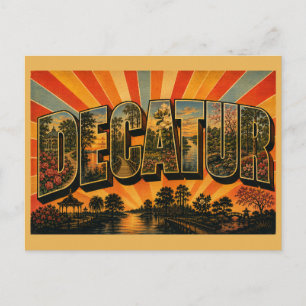 Cartão Postal Jardim do Rio Decatur Alabama Arte Vintage