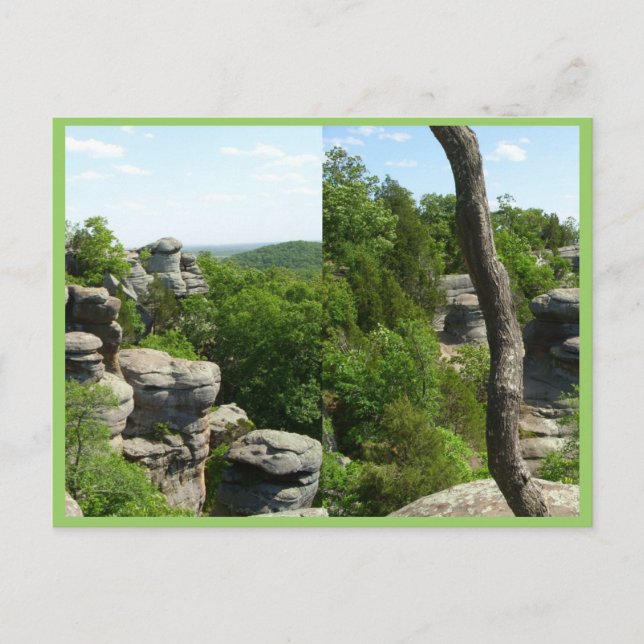 Cartão Postal Jardim Dos Deuses-Sul Do Illinois. Estereógrafo (Frente)