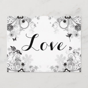 Cartão Postal Jardim Flor bonito - Pássaros e Borboletas Adoram