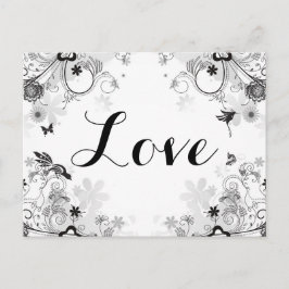 Cartão Postal Jardim Flor bonito - Pássaros e Borboletas Adoram