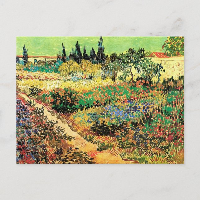 Cartão Postal Jardim Flor com Caminho de Vincent van Gogh (Frente)
