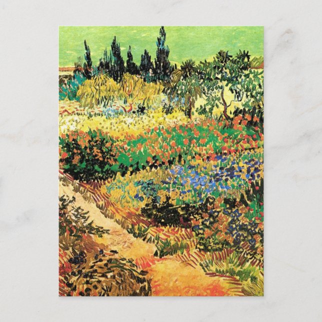 Cartão Postal Jardim Flor com Caminho de Vincent van Gogh (Frente)
