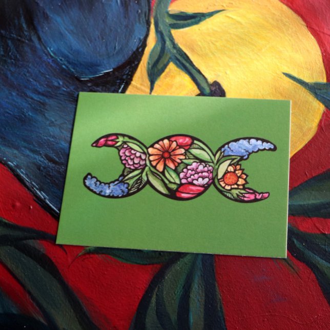 Cartão Postal Jardim Florido do Símbolo da Lua Tripla (Criador carregado)