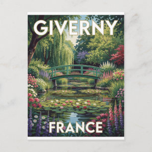 Cartão Postal Jardim Giverny Monet França Cena de Água Florida
