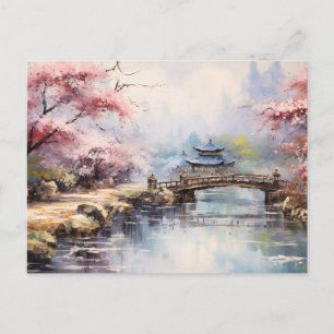 Cartão Postal Jardim Japonês de Cereja Blossom Trees