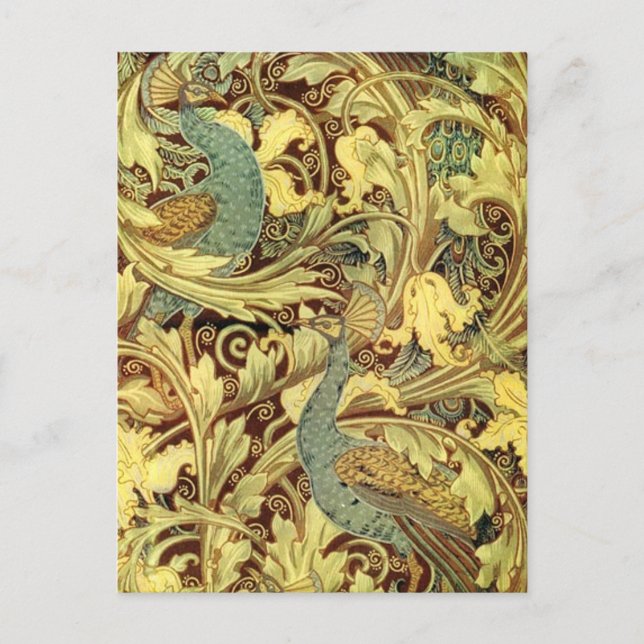 Cartão Postal Jardim Peacock de Arte de Crane Nouveau (Frente)