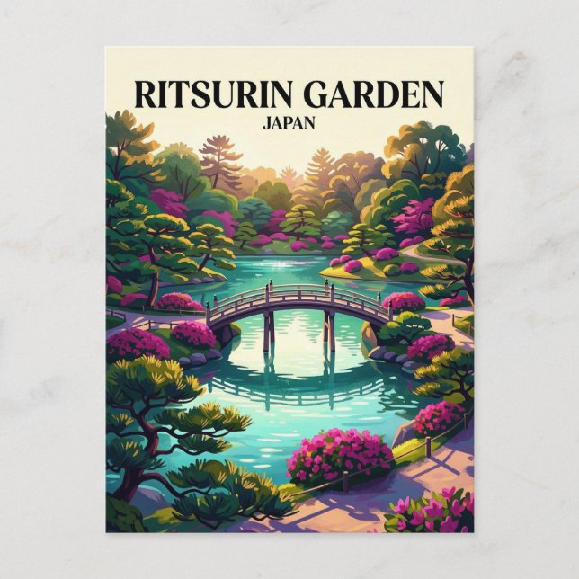 Cartão Postal Jardim Ritsurin Japão (Frente)