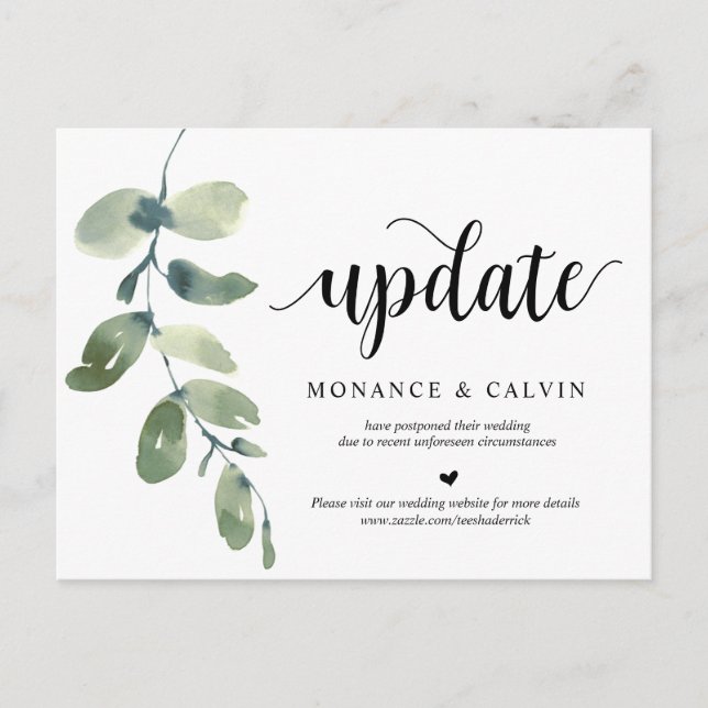 Cartão Postal Jardim Verde,Atualização da Data de Convite, Adiad (Frente)