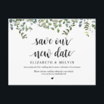 Cartão Postal Jardim Verde, Salve Nossa Nova Data, Adiado<br><div class="desc">Este é o jardim verde de verão moderno,  em preto,  o convite para Festa de casamento Reprogramado (Salvar nossa nova data). É a maneira perfeita e elegante de fazer o anúncio de reagendamento para seus amigos e família.</div>