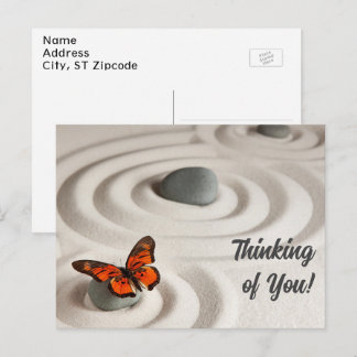 Cartão Postal Jardim Zen Personalizado, Borboleta Monarca | Na M