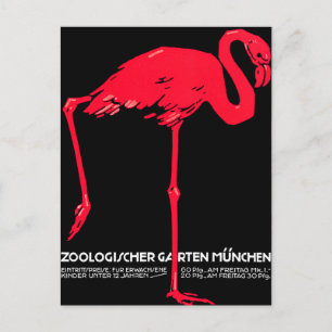 Cartão Postal Jardim Zoológico de Munique Flamingo Viagem Art