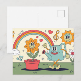 Cartão Postal Jardinagem de Desenho Animado Retro