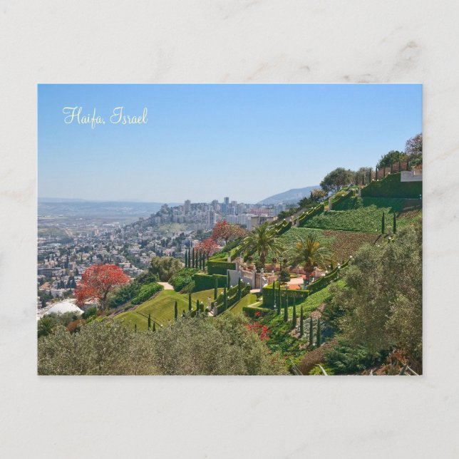 Cartão Postal Jardins Bahá'í de Haifa, Israel (Frente)