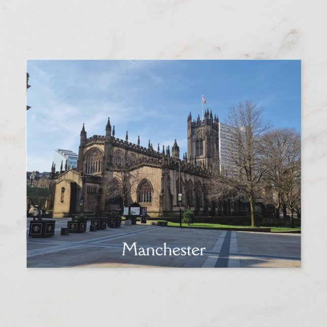 Cartão Postal Jardins da Catedral de Manchester (Frente)