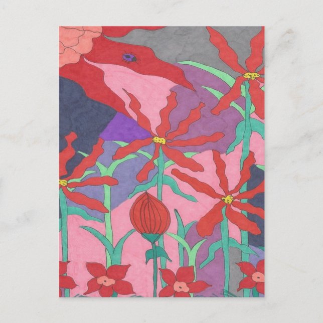 Cartão Postal Jardins de Verão à Noite (Frente)