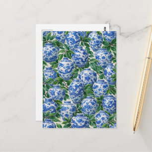 Cartão Postal Jarra de gengibre em porcelana chinesa azul