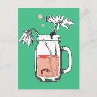 Cartão Postal jarro de pedreiro margarida afoga