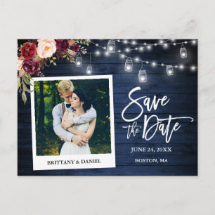 Cartão Postal Jars Floral De Madeira Azul De Câmera Instantânea 