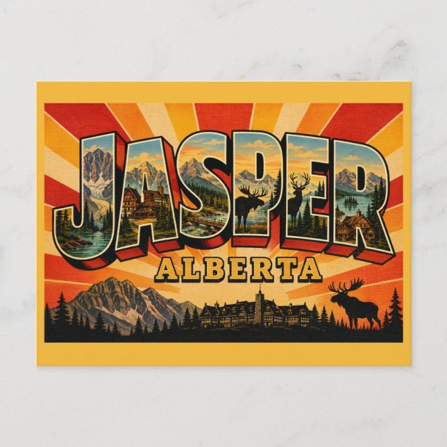 Cartão Postal Jasper Alberta Selvagem e Sereno (Frente)
