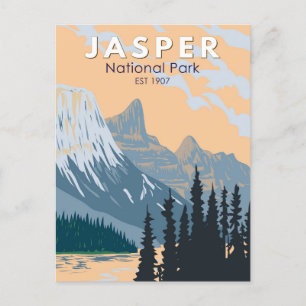 Cartão Postal Jasper National Park Canada Viagem Art Vintage