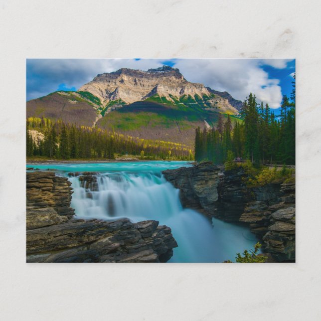 Cartão Postal Jasper National Park, Canada Waterfall, Mounts (Frente)