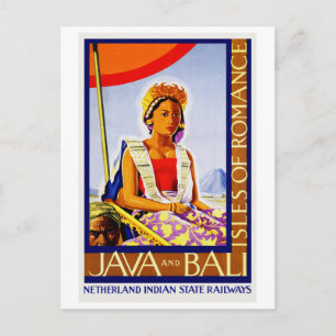 Cartão Postal Java e Bali Indonésia de Trem Vintage