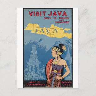 Cartão Postal Java Indonesia de viagens vintage