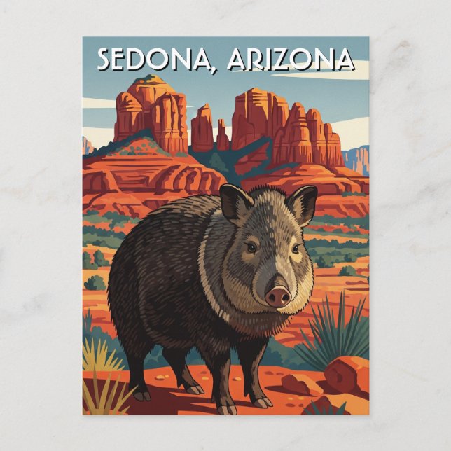Cartão Postal Javelina na vertical Viagem de Arizona de Sedona (Frente)