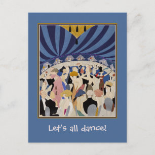Cartão Postal Jazz Age Art Deco Dançando casais de dança arte de