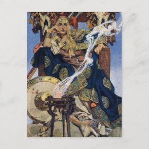 Cartão Postal JC Leyendecker Rainha Maeve Guerreira Celta